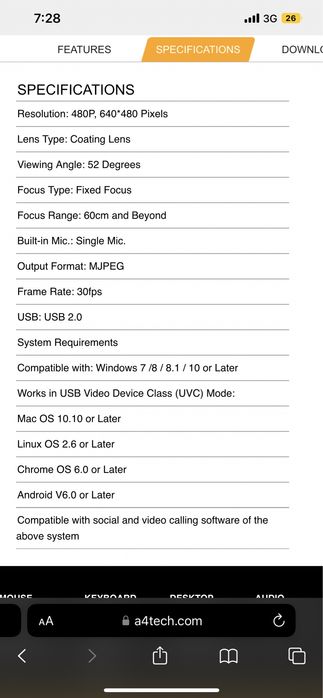 вебкамера A4TECH PK-810G