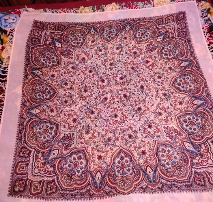 Винтажные, большие платки, 155×155см, шерсть.