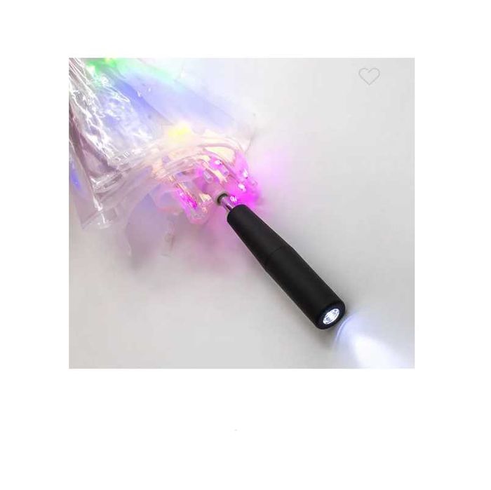 Автоматичен прозрачен чадър за дъжд с LED осветление и фенерче, 82см.