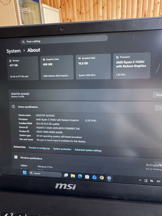 Лаптоп MSI MODERN 15 B7M 9S7