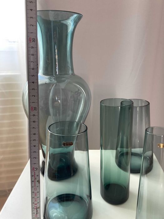 set vaze pt mobilier din sticla cristal turmalin Wilhelm Wagenfeld WMF