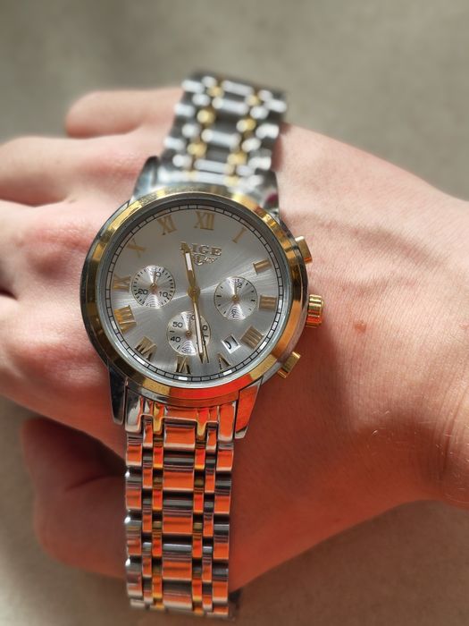 Ceas LIGE Luxury Chronograph Argintiu/Auriu Elegant