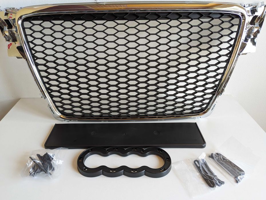 Решетка Ауди А4 Б8 Без емблема Пчелна пита Хром рамка Audi a4 s line