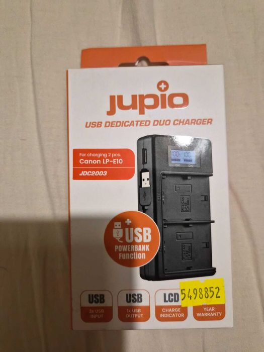 Продавам двойно USB зарядно за батерии Canon LP-E10 (Jupio).
