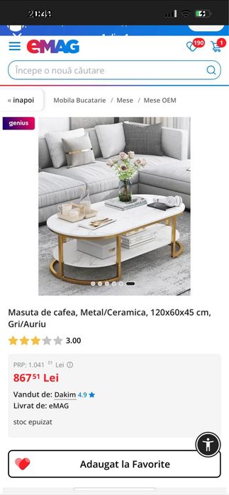 Masuta cafea draguta imita marmura