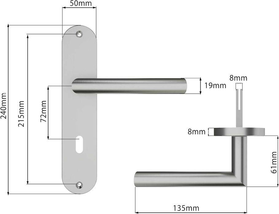 Set maner usa, 24x5 cm, Inox
