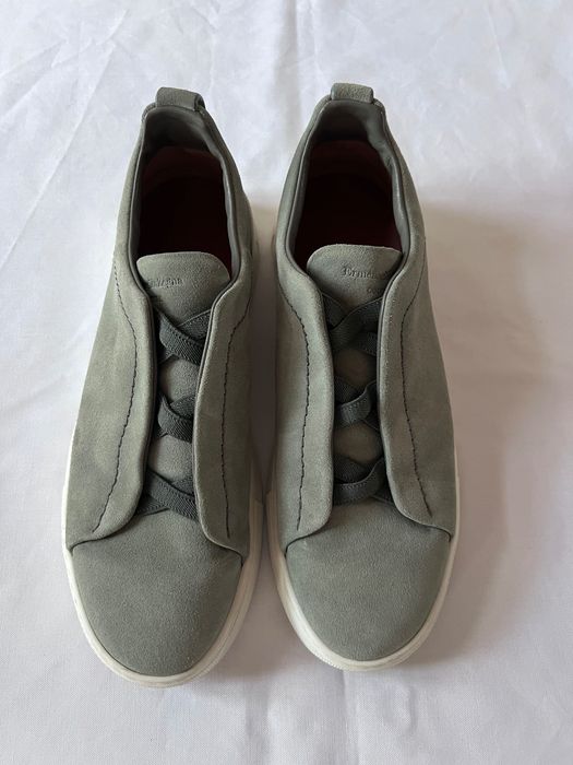 Sneakers bărbați Ermenegildo Zegna Couture Triple Stitch piele întoarsă, mărimea 41.5 - 42 (7.5