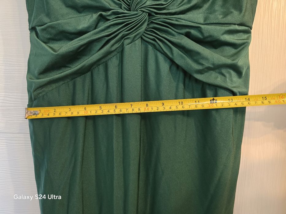 Тъмнозелена официална дълга рокля