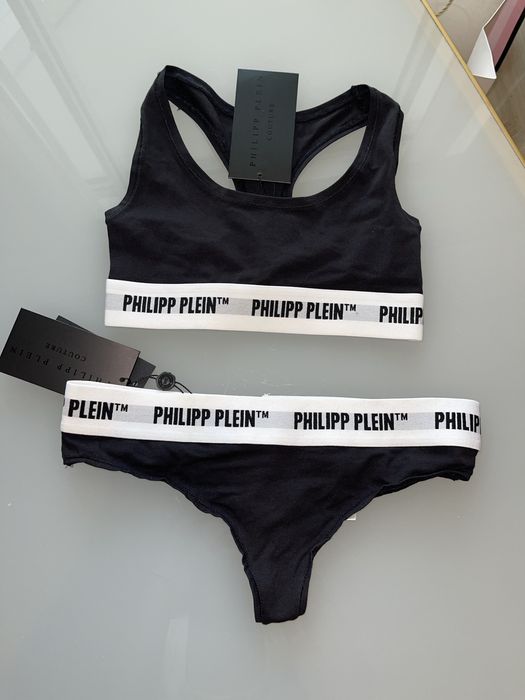 Сет сутиен топ бельо бикини филип плейн черен philipp plein pp