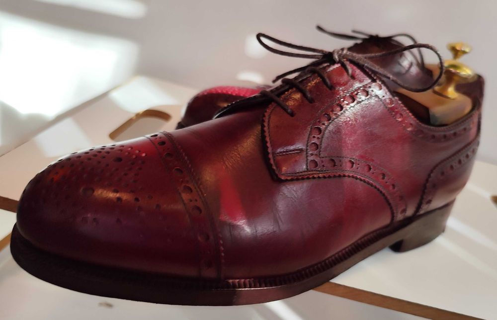 Pantofi derby de lux 42.5 43 de lux Lavoratione Artigianale lucrati manual burgundy