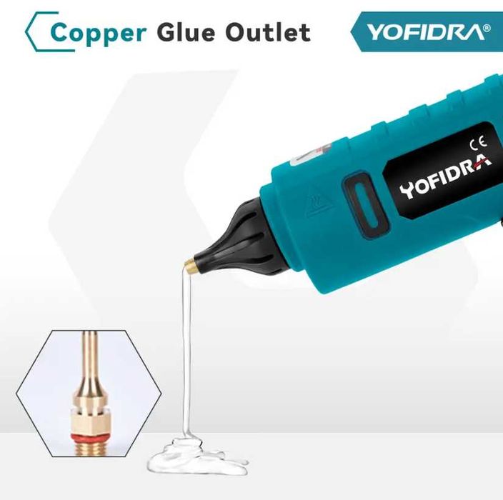 Пистолет за топъл силикон YOFIDRA  с 2 батерии