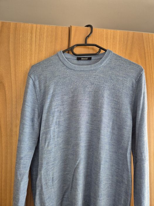 Pulover din lana merino, albastru deschis, pentru barbati, S/M, nou