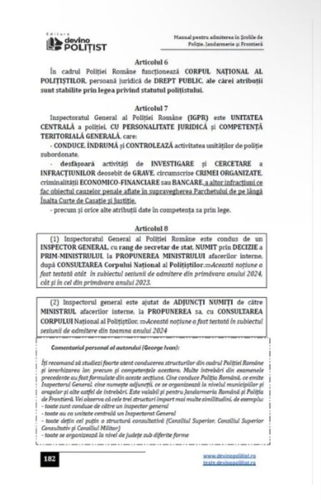 Manual 2026 admitere Scoala de Politie, de jandarmi, de frontiera