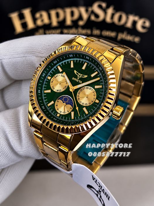 INVICTA Emerald gold green dial unisex 38 mm, Инвикта нов унисекс часовник