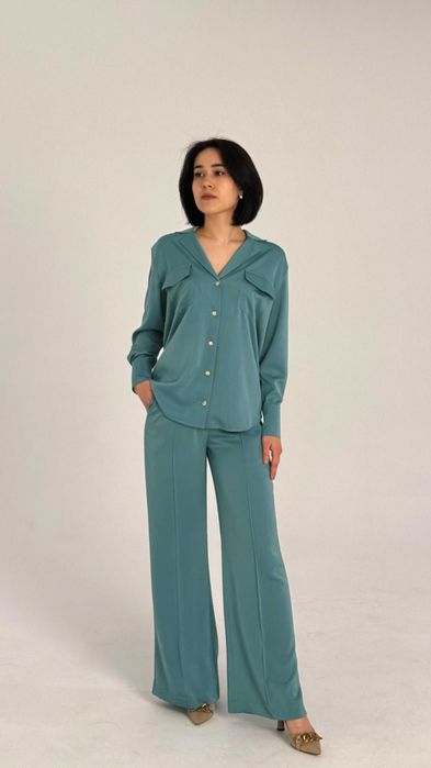 Костюм женский, шелковый FelivAro, брючный, Турция