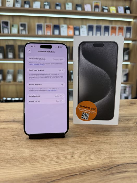 ‼️iPhone 15 Pro Max 256Gb Black - Sanatate bat.100% - Garantie 12 luni