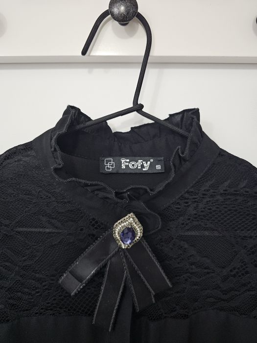 Camasa Fofy eleganta neagra cu dantela