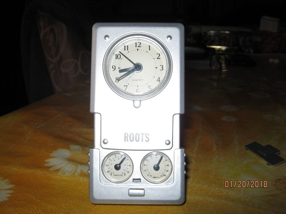 Canada,Ceas Quartz, ROOTS,TERMOMETRU+HIGROMETRU,SIFOANE capsule unicat