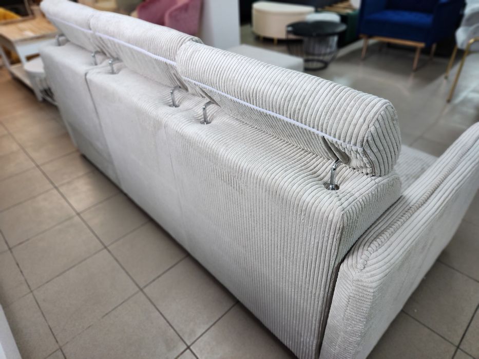 NOU Coltar modular beige, catifea raiata