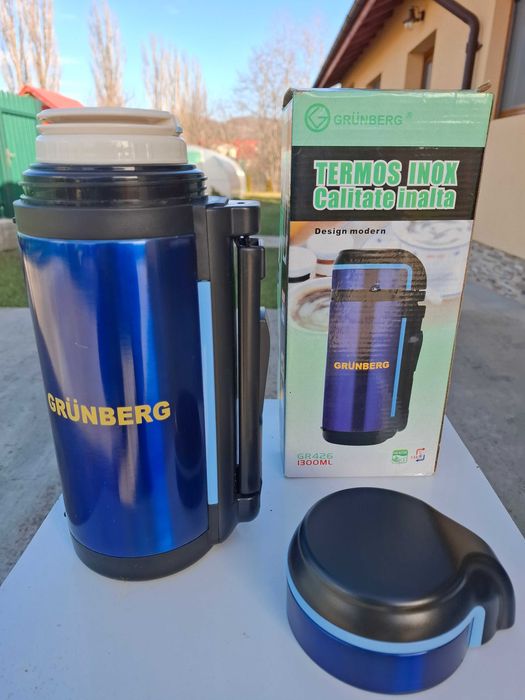 Termos Grunberg 1.30 L Metal si Inox pentru Camping