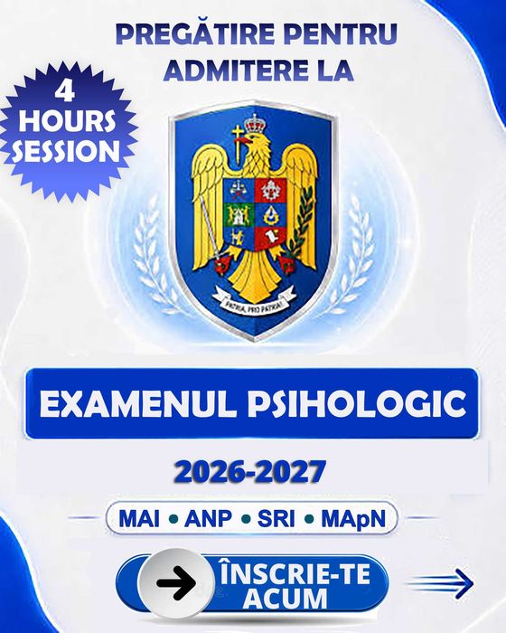 Pregătire pentru examenul psihologic din cadrul MAI, ANP, SRI, MApN