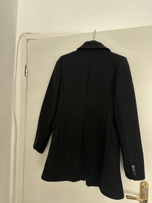 Дамско вълнено черно палто Mango