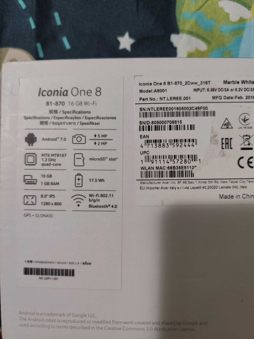 Таблет-Iconia One 8