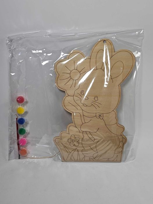 2бр. за 9.50лв. Големи Дървени картини - зайчета оцветяване