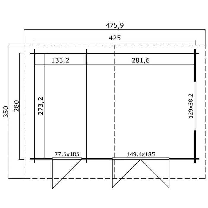 Дървена къща за отдих тип бунгало Keila 34 4.25х2.80 м, 34 мм