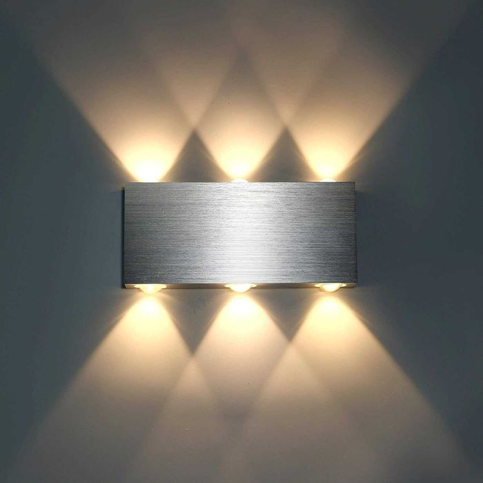 Aplica LED de perete, iluminare sus-jos, 18W, 3000K, lumina calda, protectie IP44, 18 x 8 x 3 cm, aluminiu