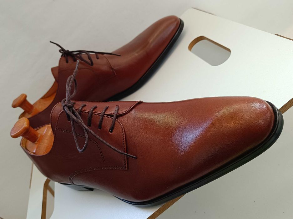 Pantofi derby 43 43.5 lucrati manual J. Bradford NOI piele naturala