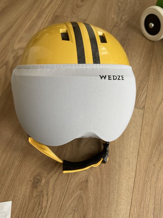 Детска ски каска с маска жълта WEDZE, размер XS 48-52 см