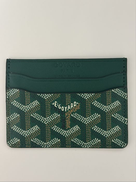 Card Holder Goyard verde din piele