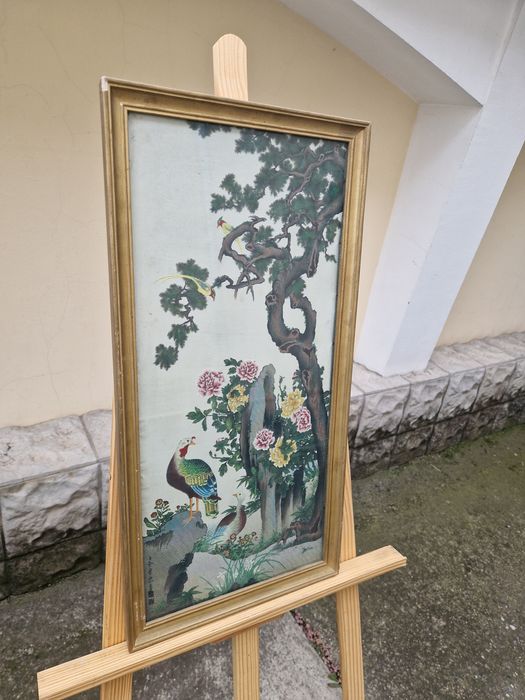 Прекрасна антикварна китайска картина коприна автор