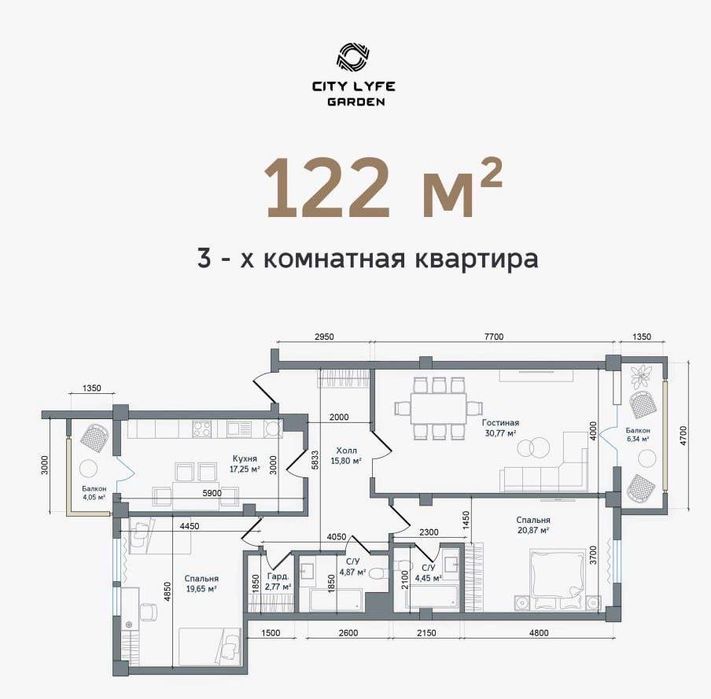 Квартира ЖК City Life 3/7/11 112 кв.м 112,5 кв.м
