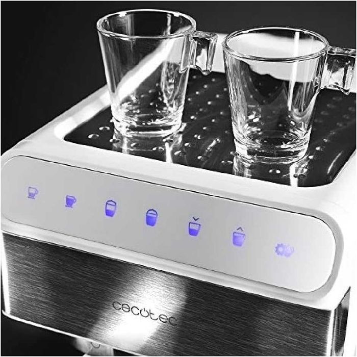 Полуавтоматична кафемашина Cecotec Power Instant-ccino Touch Bianca Series, резервоар за мляко, сензорен контролен панел, 20 бара, термоблок, 1350W