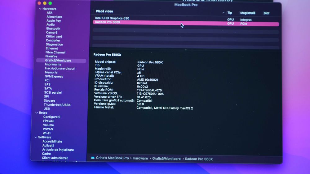 MacBook Pro 15” i7 6-core / 16GB / Radeon 560X – Laptop PRO pentru editare (rapid & stabil)