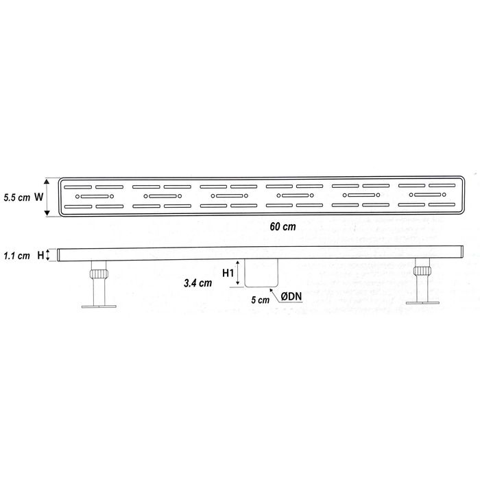 Rigola de dus MAXLEV cu gratar integral din otel inoxidabil LEV0040