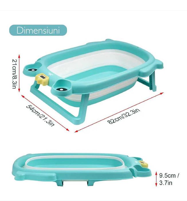Set de 5 piese Cosulet bebe, Medi Partners, Model Poiana cu animale  100x60x15cm, Gri/Bej + CADITA baie GRATIS