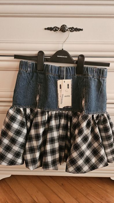 Пола с деним и каре