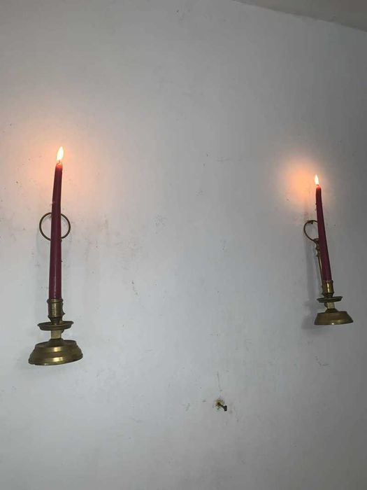 Set de lumanarii de masa sau perete din bronz vintage