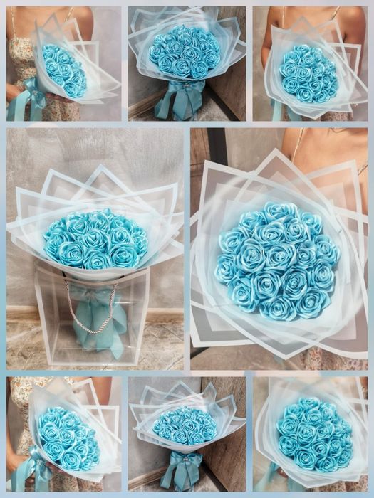 Букети от сатенени рози