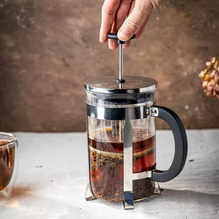 Infuzor din sticla si inox, cu presa, 0.35L, pentru ceai. Kinghoff