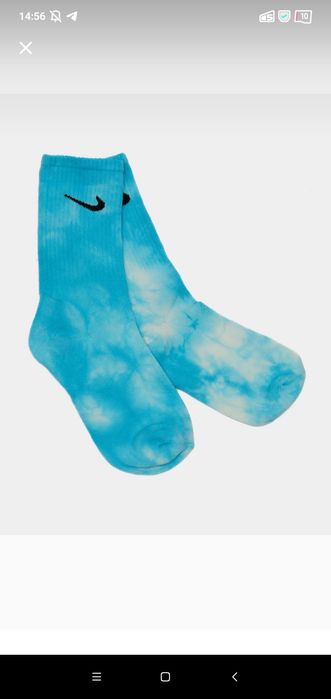 Носки Найк в стиле тай дай цвета голубые и зелёные