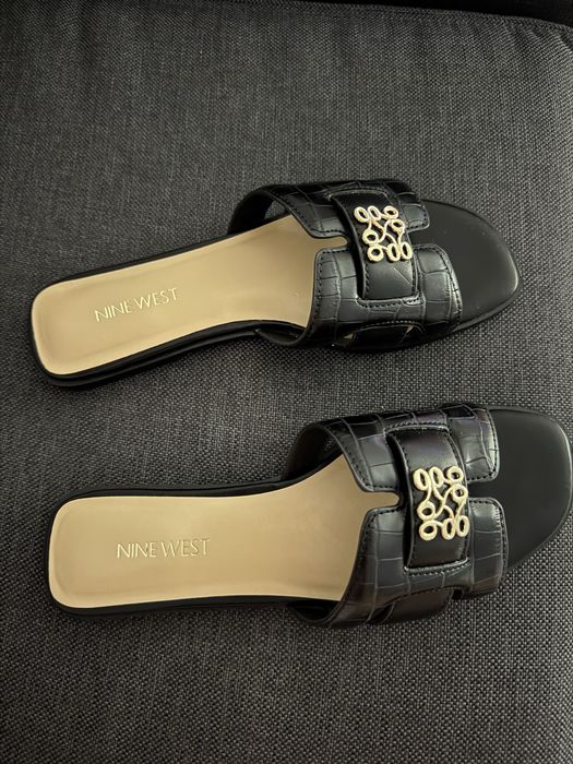 Papuci piele negri Nine West
