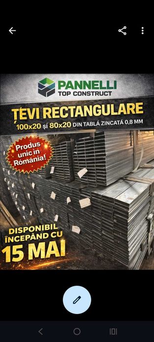 Țevi rectangulare din tabla zincata