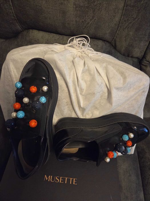 Pantofi MUSETTE balerini 37 Negri Piele Naturala  Cutia lor cu dustbag