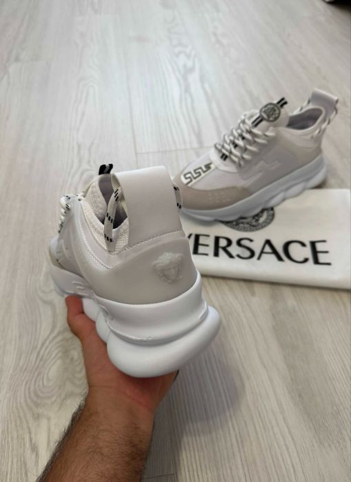 Adidasi Versace chain reaction alb si negru