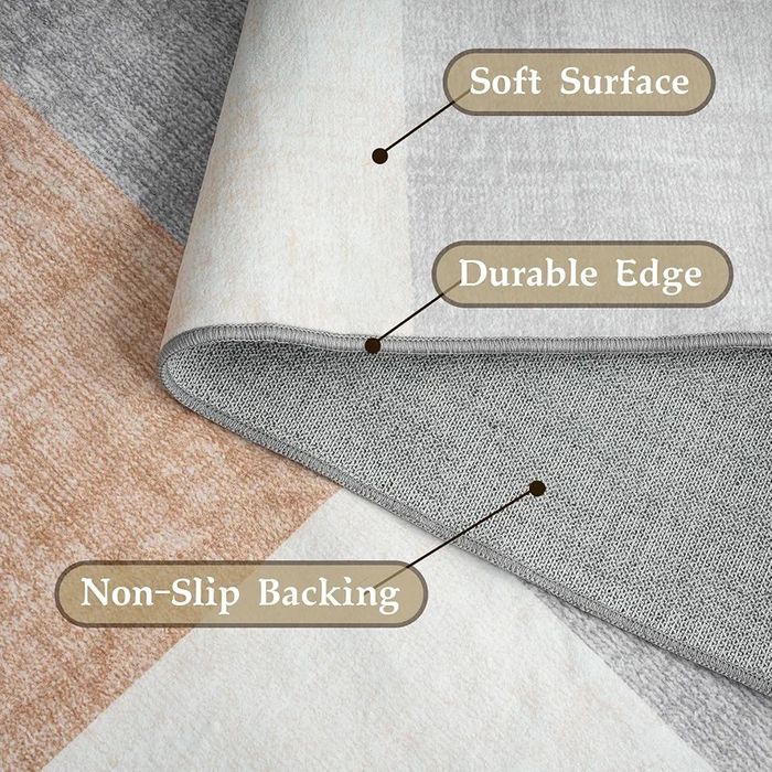 200х300 килим с къс косъм и неплъзгаща подложка. Перящ се в пералня