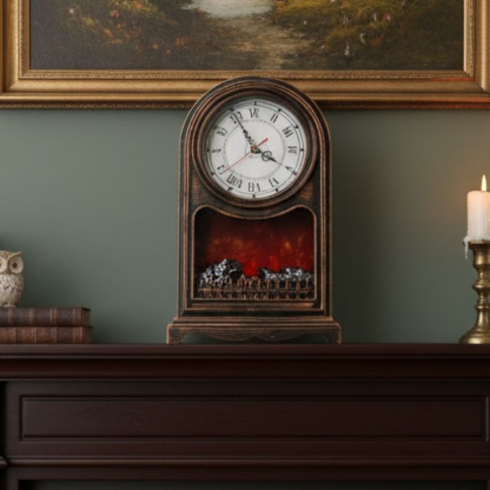 Винтидж настолен часовник с LED камина